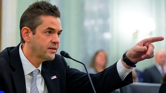 Jared Isaacman speaks at the the Senate Committee on Commerce, Science, and Transportation on April 9, 2025. (Image credit NASA Bill Ingalls)